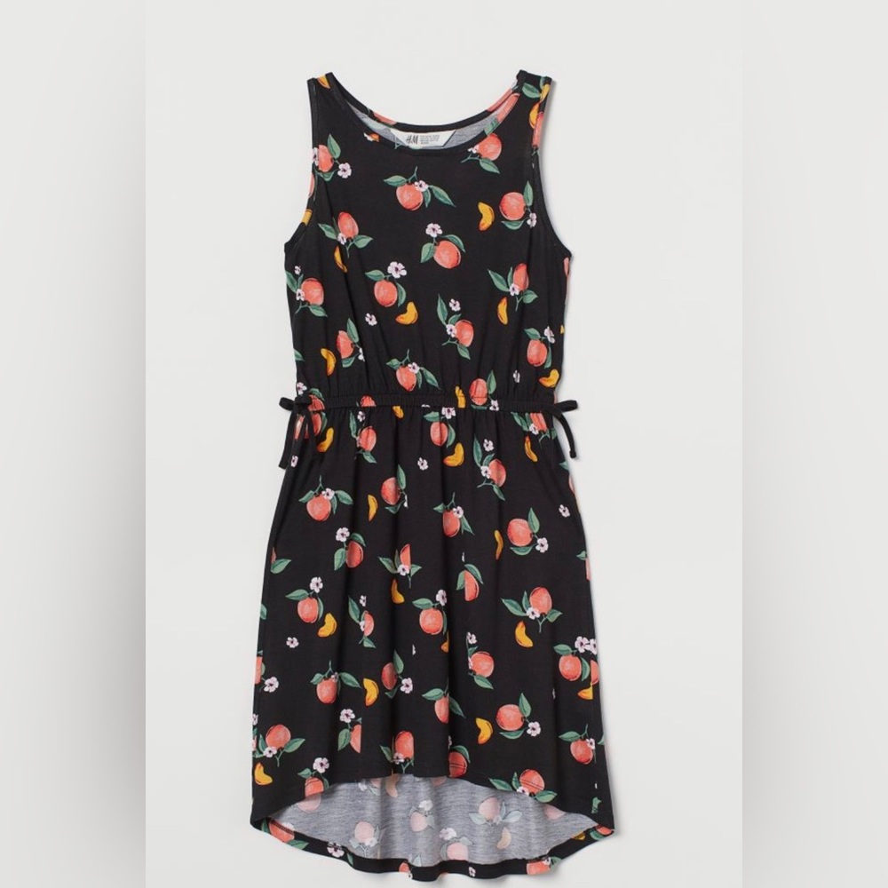 Black dress with peaches from H&M. Size M 8/10